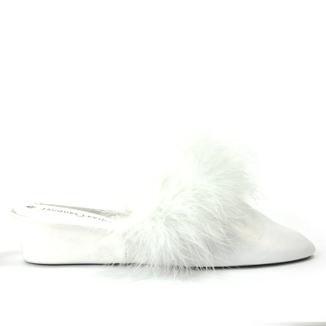 17715 Leather Marabou Wedge Slipper - Image 2