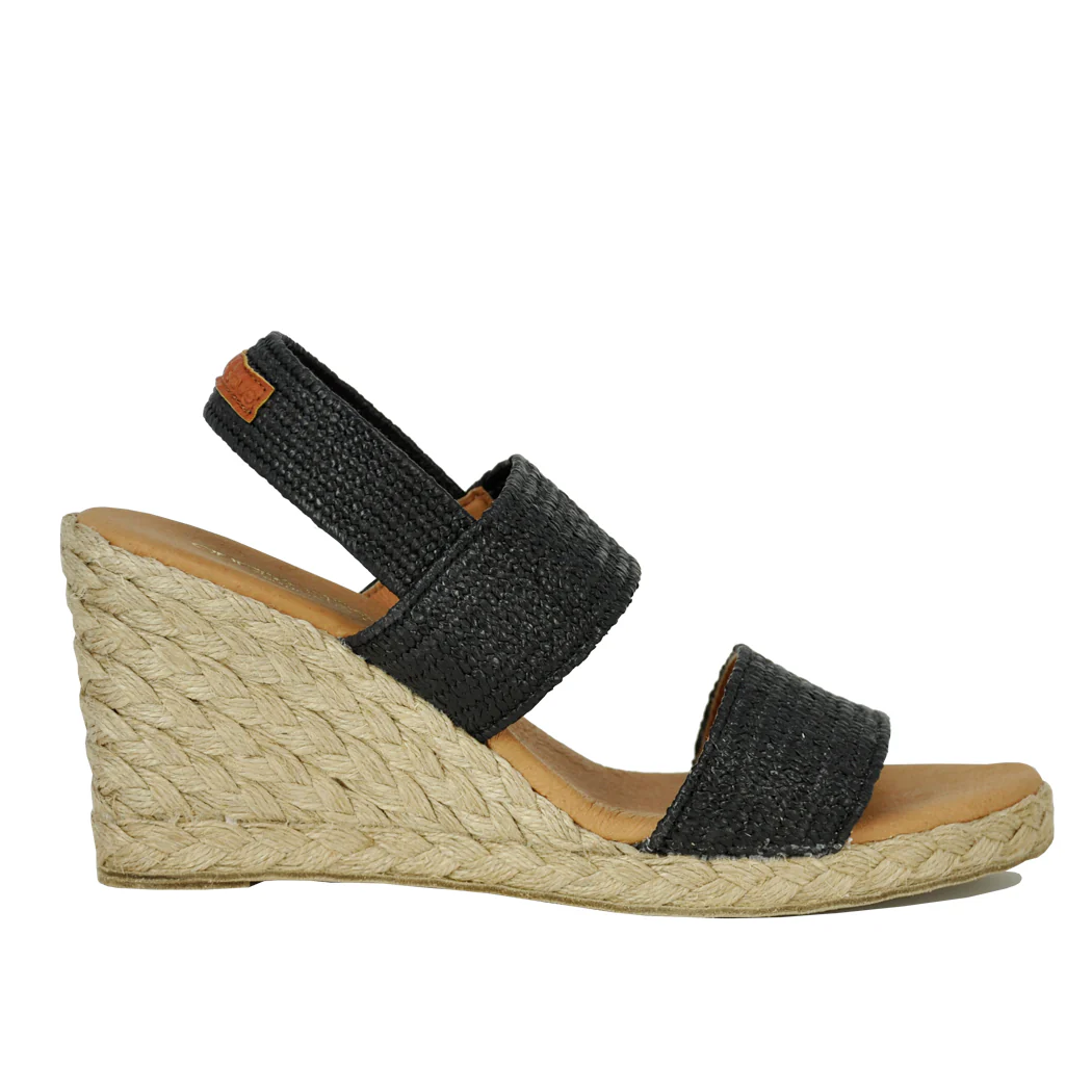 Allison Stretch Raffia Wedge Sandal - Image 2