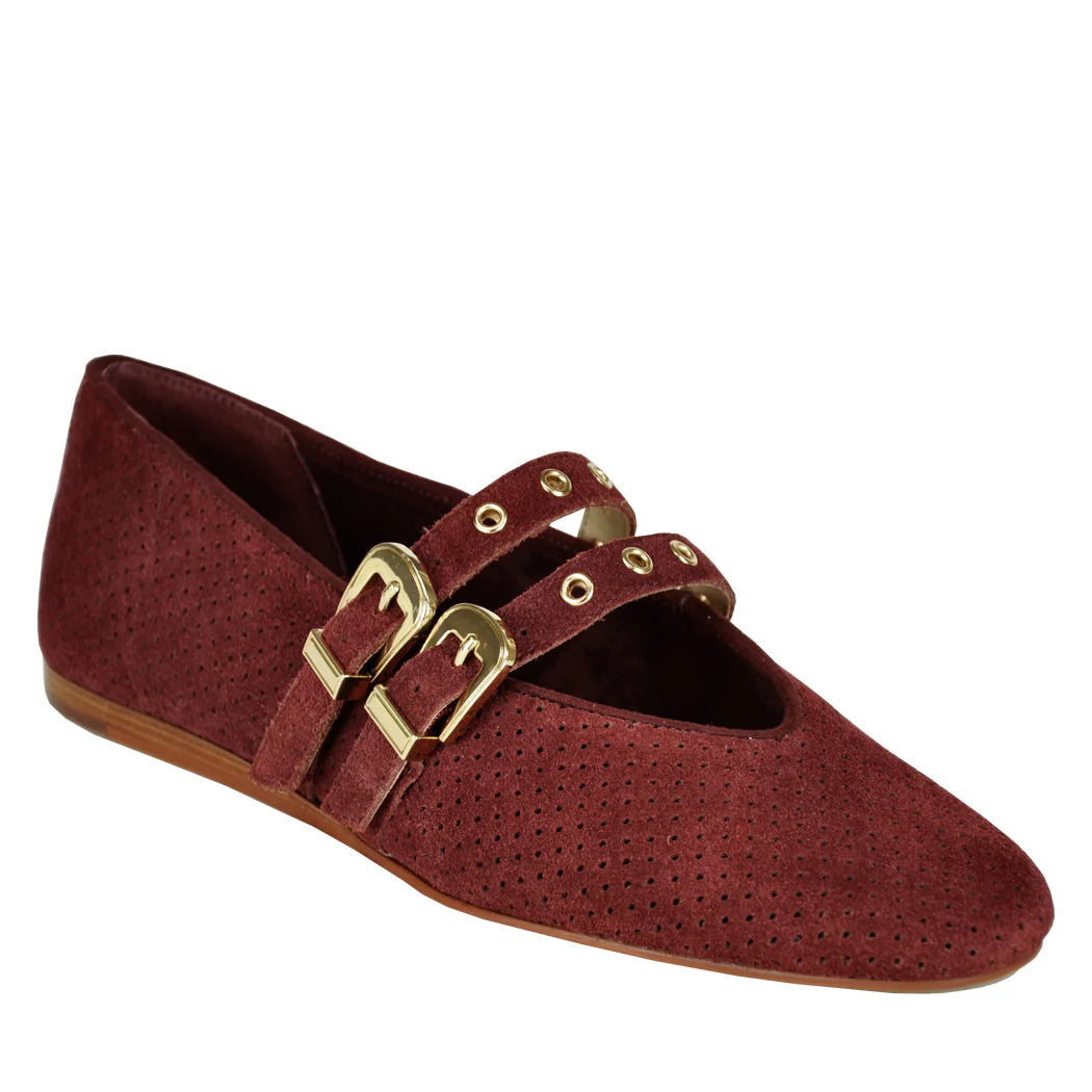 Baylee-Grommet Suede Maryjane Straps Ballet