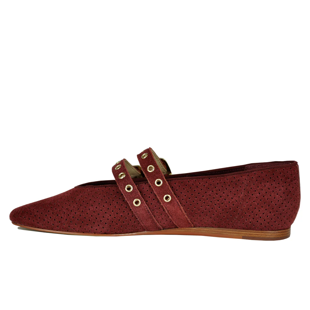 Baylee-Grommet Suede Maryjane Straps Ballet - Image 3