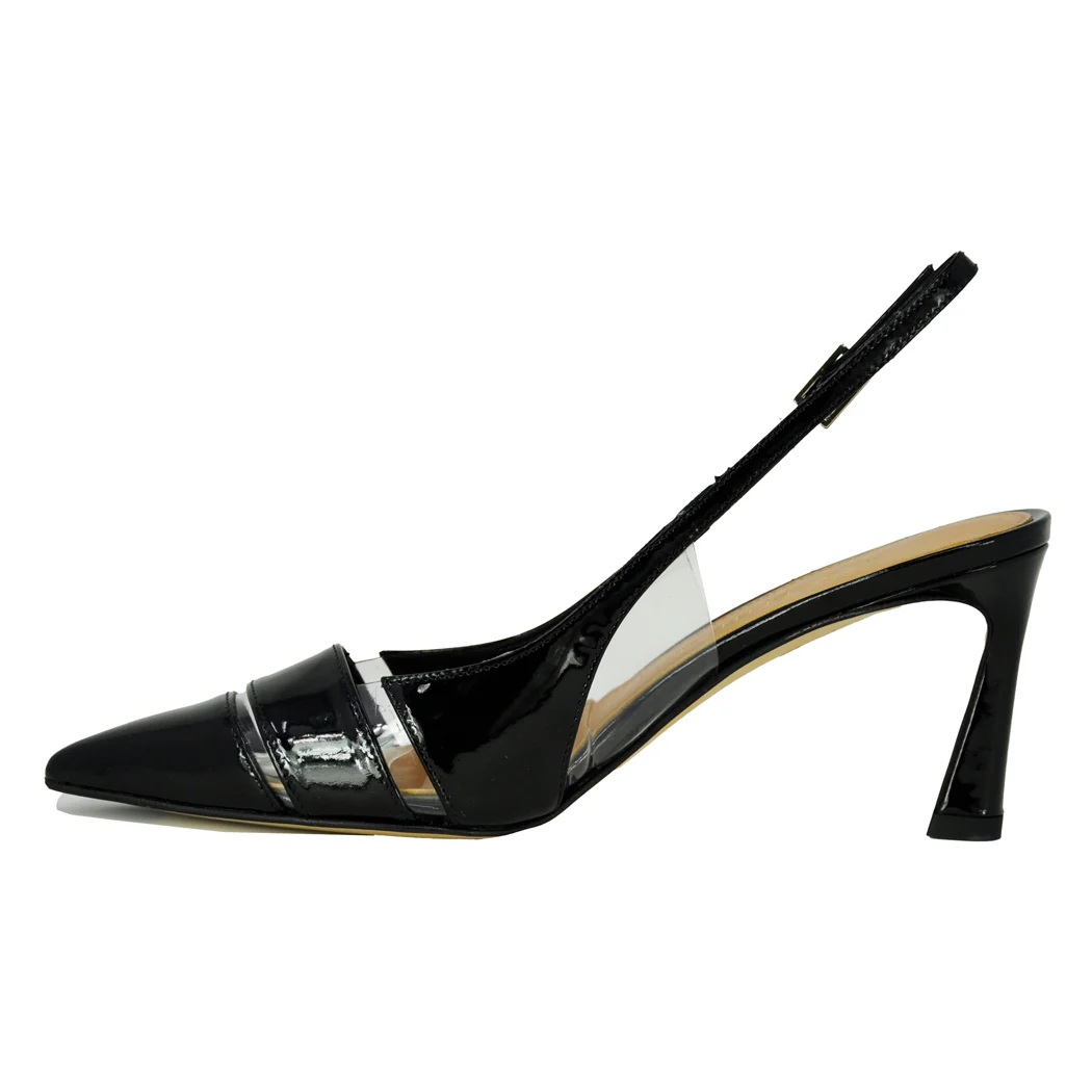 Charlotte Patent Vinyl Heel Slingback - Image 4