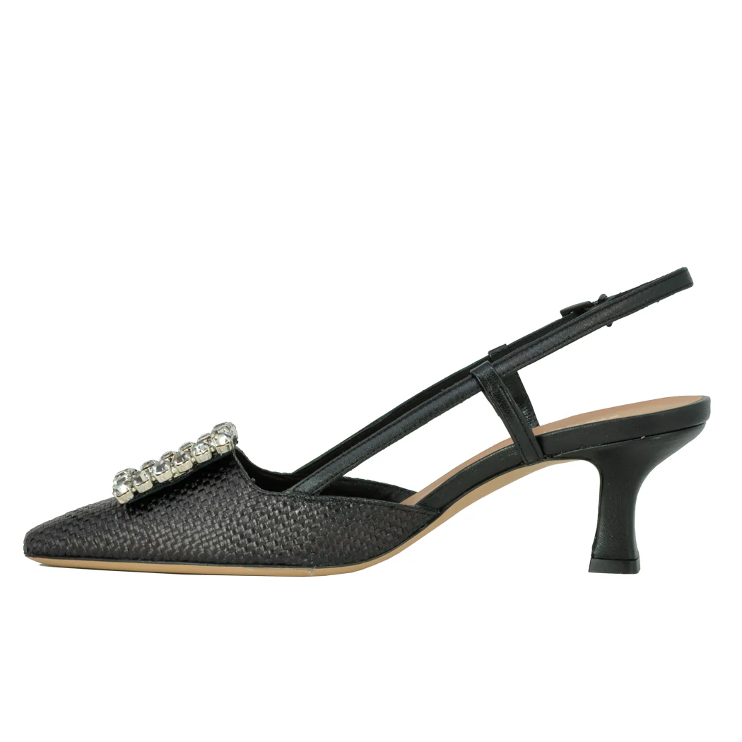 Forest Raffia Heel Sling - Image 4