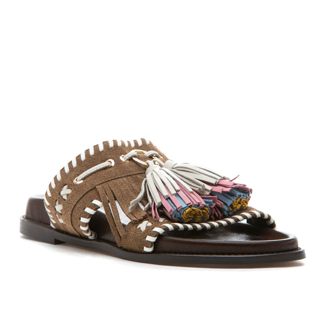 Itsy Footbed Suede Fringe Slide