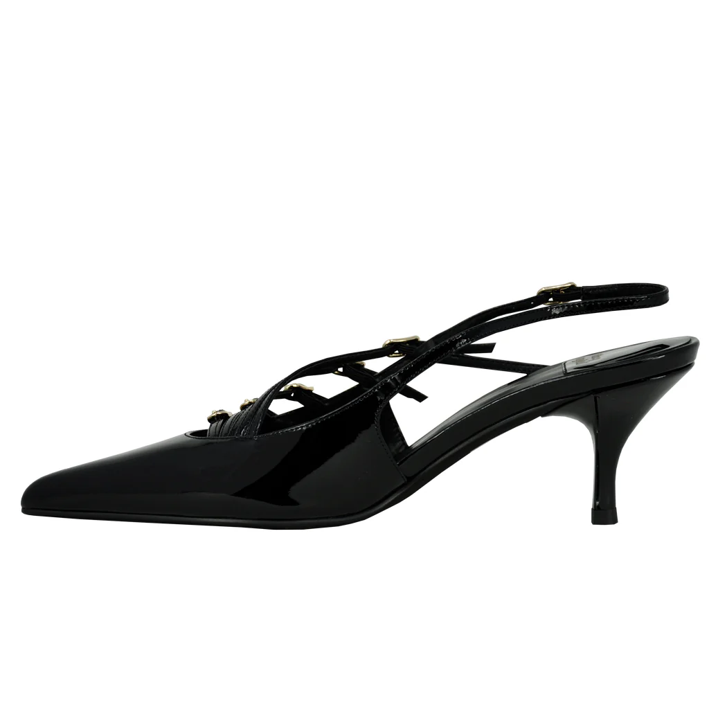 Lash-2 Patent Leather Buckle Slingback - Image 4