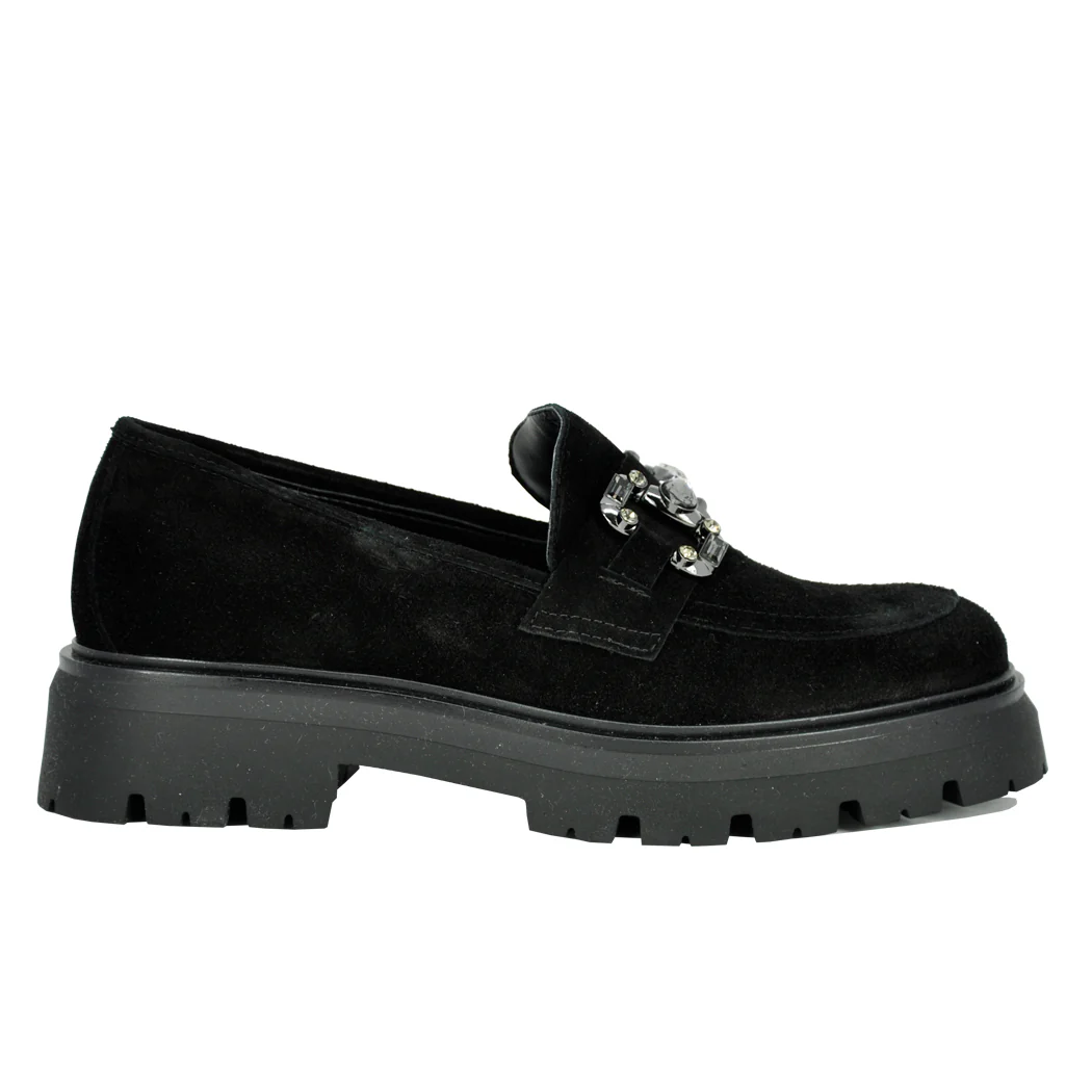 Layla Suede Crystal Lug Loafer - Image 3