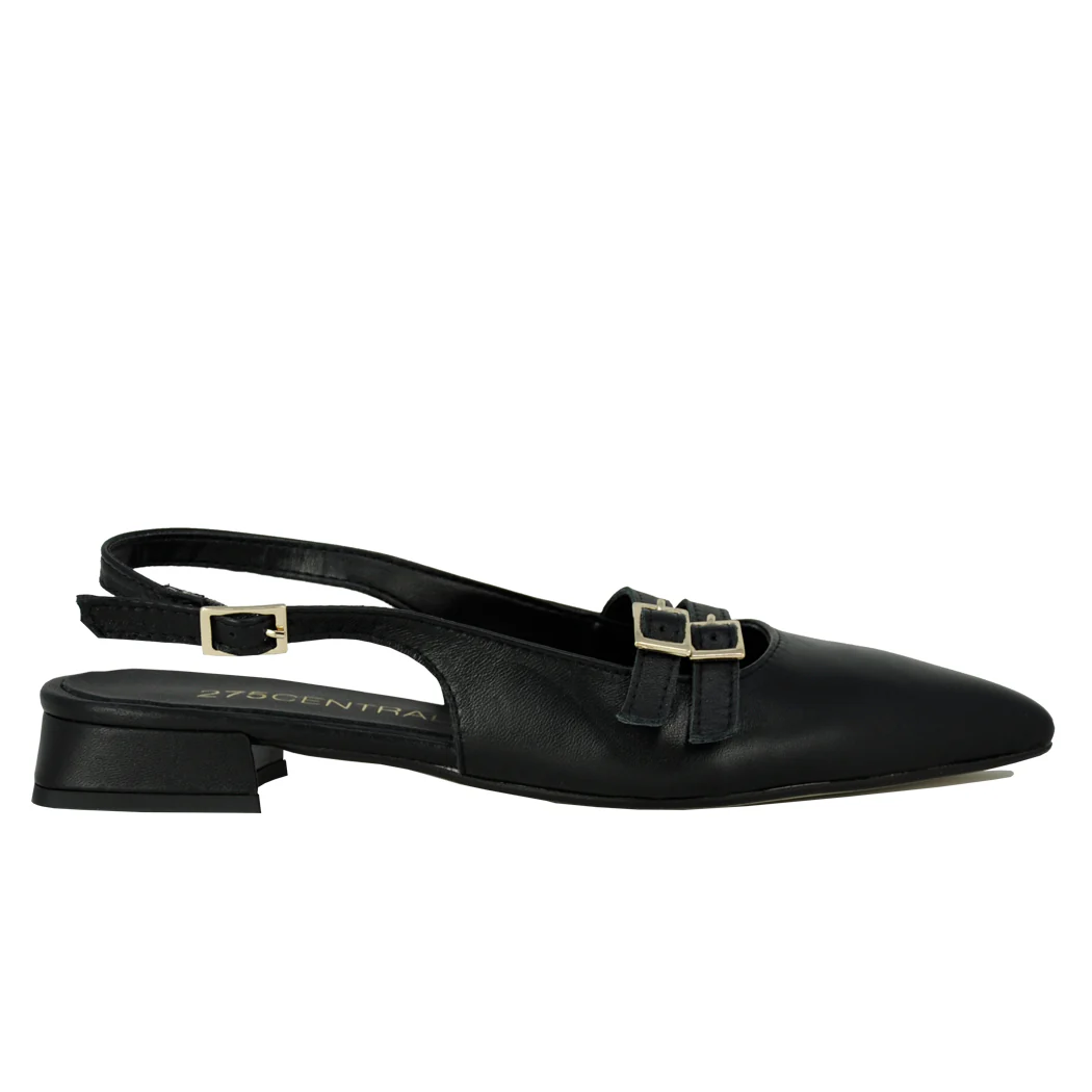 Livi Leather Buckles Flat Slingback - Image 2