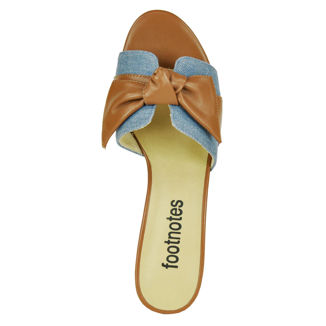 Ozane Denim Leather Bow Slide - Image 3