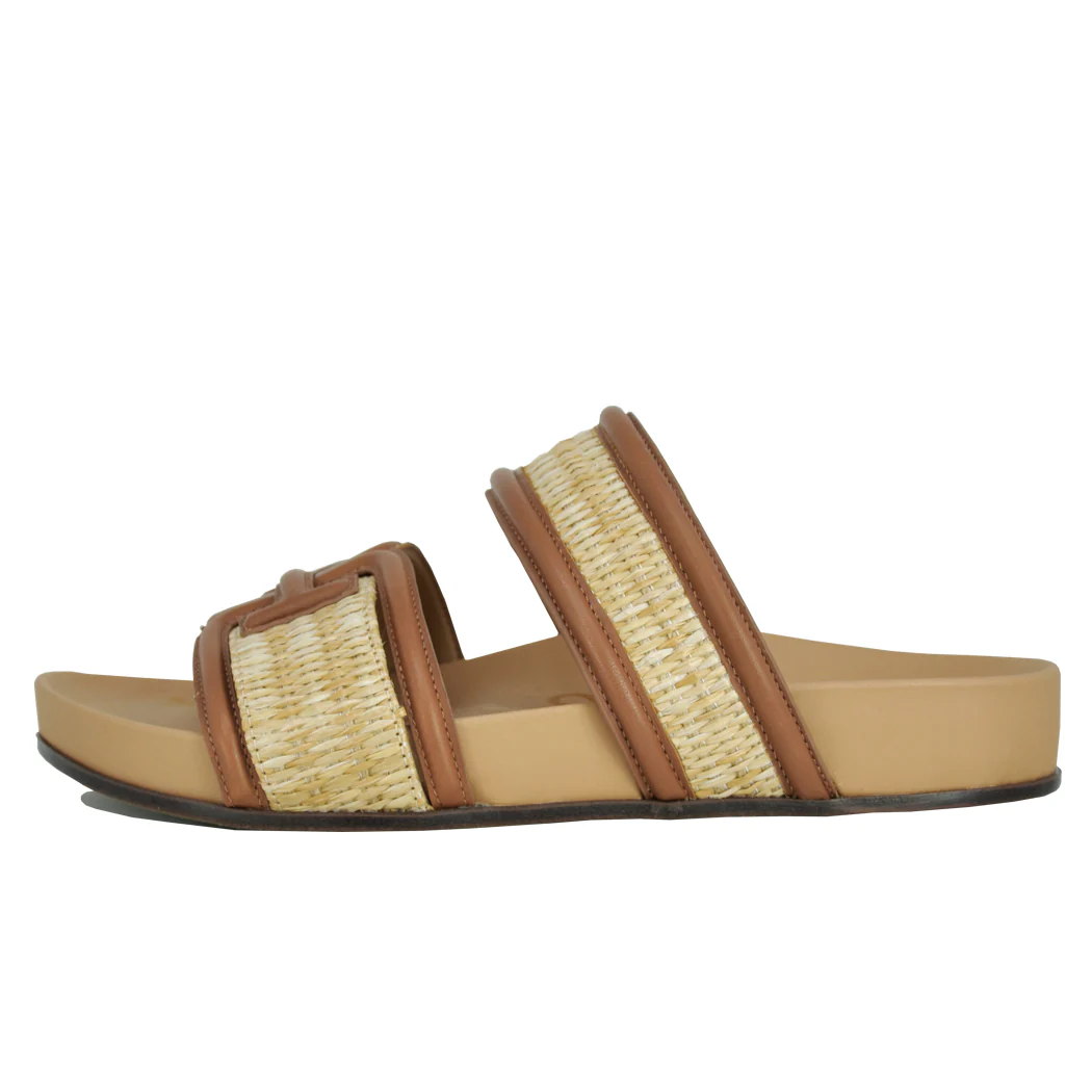 Rowan Raffia Leather Footbed Slide - Image 4