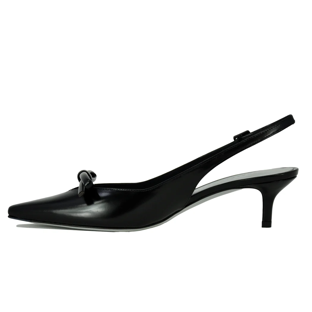 Senya Leather Heel Bow Slingback - Image 4