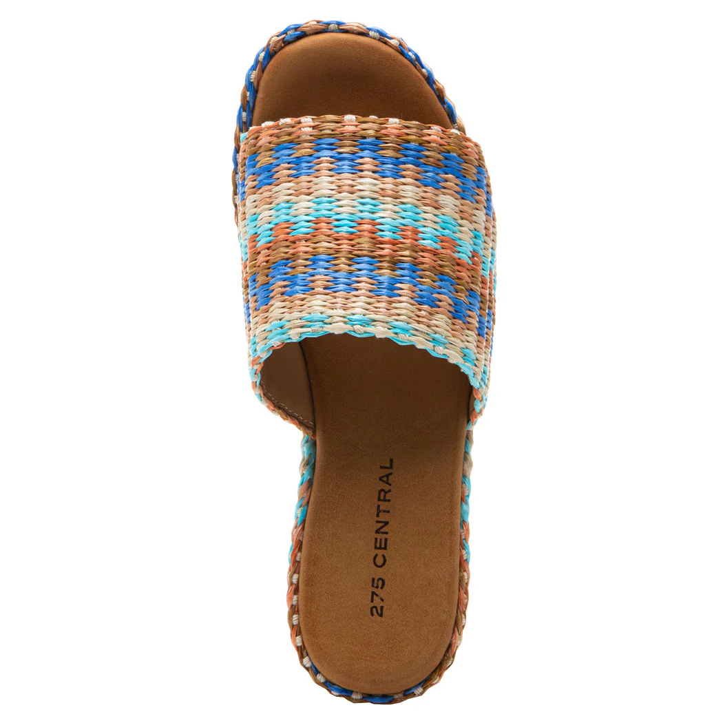 Sienna Multicolor Raffia Wedge Slide - Image 3